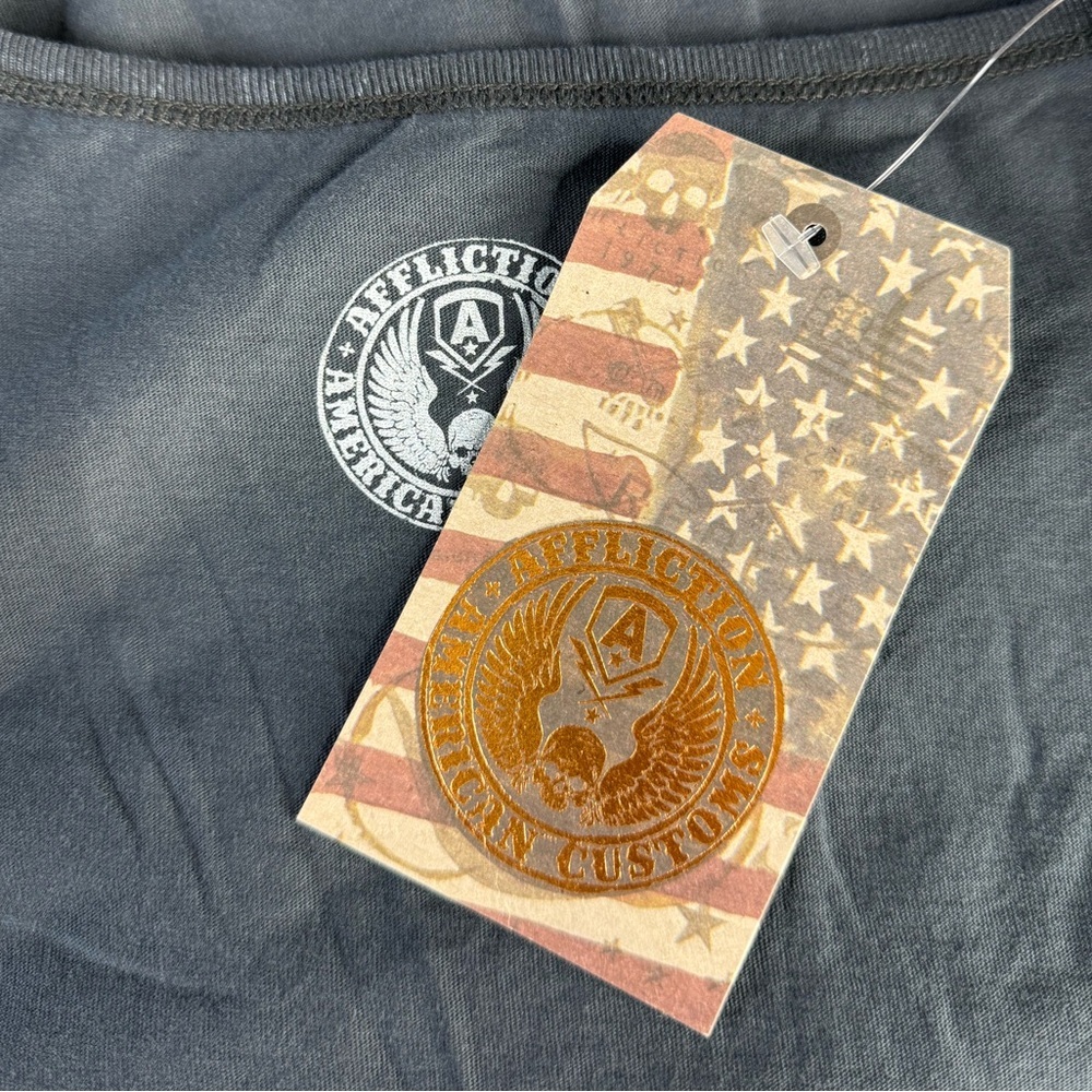 Affliction American Customs Women’s Fringe T-Shirt -Size: L/XL- NWT - Picture 10 of 11